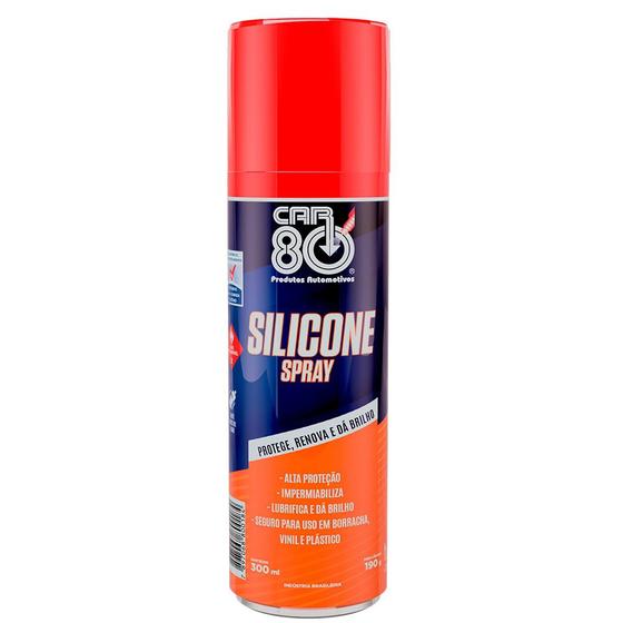 Imagem de Silicone Spray Aerossol Protege Vinil Plástico Lubrifica Dá Brilho Impermeabiliza Car80