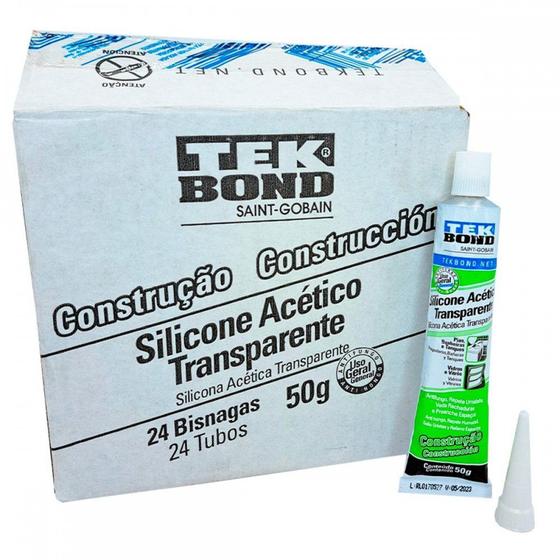 Imagem de Silicone Tekbond Acetico 50G. Construcao Transparente Colmeia - Caixa . / Kit C/ 24 Peças