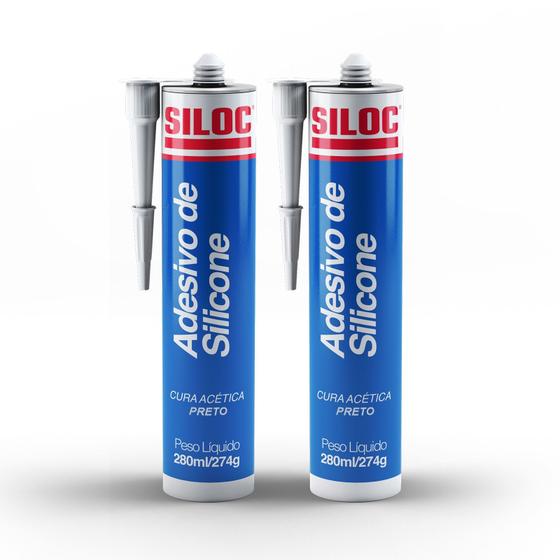 Imagem de Siloc Silicone Acético Preto Tubo 274g KIT-2UN