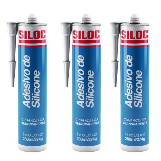 Imagem de Siloc Silicone Acético Transparente Tubo 274G KIT-3UN