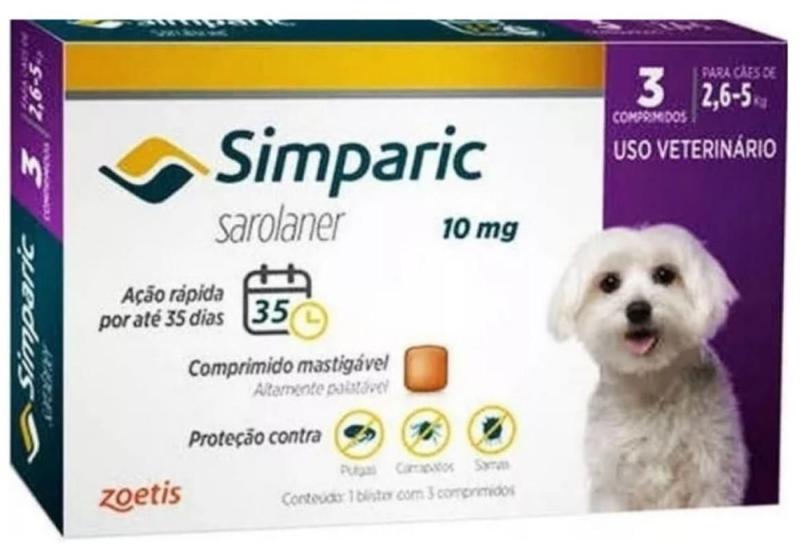 Imagem de Simparic 10Mg 2,6 A 5Kg 3 Comprimidos