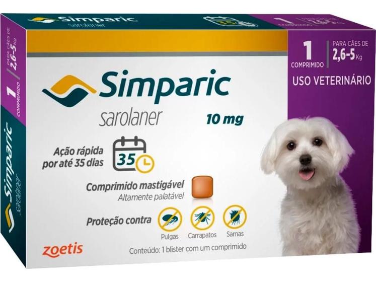 Simparic 10mg para de Cães 2,6 a 5kg - 1 Comp. - Zoetis é boa?