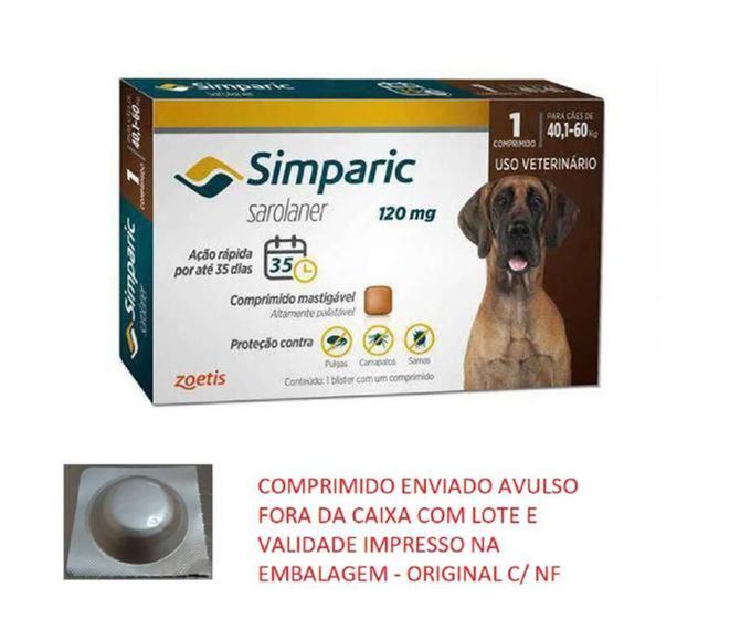 Simparic 120mg 40,1 a 60kg unitário (avulso sem caixa, com validade lote NF) Menor preço em Simparic 120mg 40,1 a 60kg unitário (avulso sem caixa, com validade lote NF)