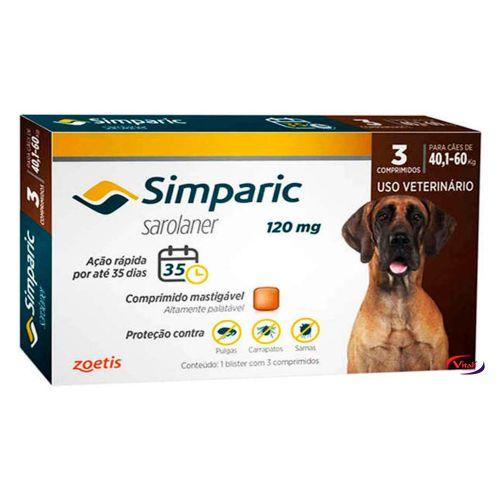 Simparic 120mg (40kg a 60kg) 3 comprimidos - ZOETIS - Antipulga e ...