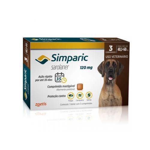 Menor preço em Simparic 120mg Anti Pulga e Carrapato Cães de 40 a 60 kg 3 comprimidos Zoetis