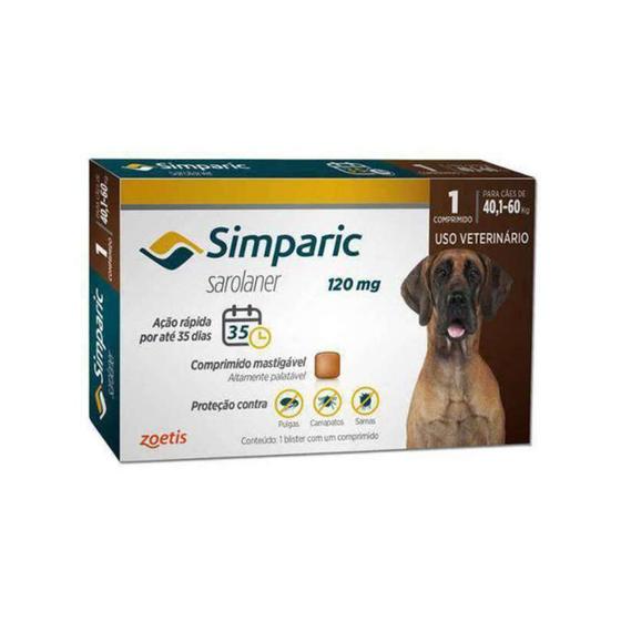 Imagem de Simparic 120mg Antipulgas Cães 40 A 60 Kg 1 Comprimido