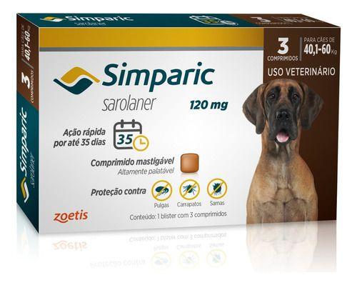 Imagem de Simparic 40 A 60kg Cães 120mg 3 Comprimidos
