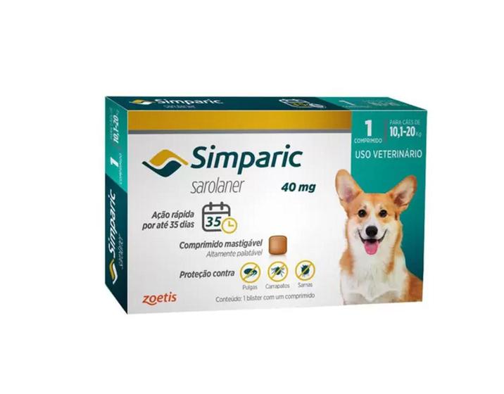 Imagem de Simparic 40MG de 10,1kg até 20kg (1 Comprimido avulso - zoetis )