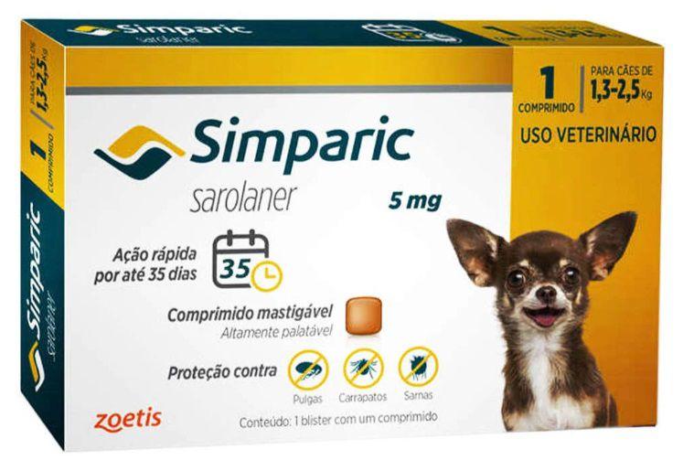 Imagem de Simparic 5 mg (1,3 - 2,5kg) - 1 comprimido