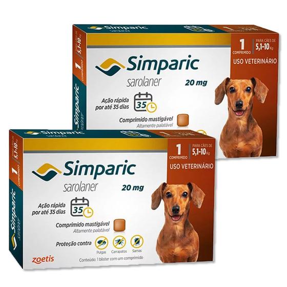Simparic Antipulgas 5,1 A 10kg Kit 2 Unidades Menor preço em Simparic Antipulgas 5,1 A 10kg Kit 2 Unidades
