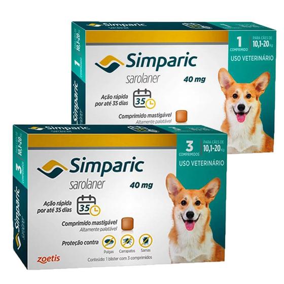 Simparic Antipulgas Caes 10,1 A 20 Kg C/4 Comprimidos - Antipulga e ...