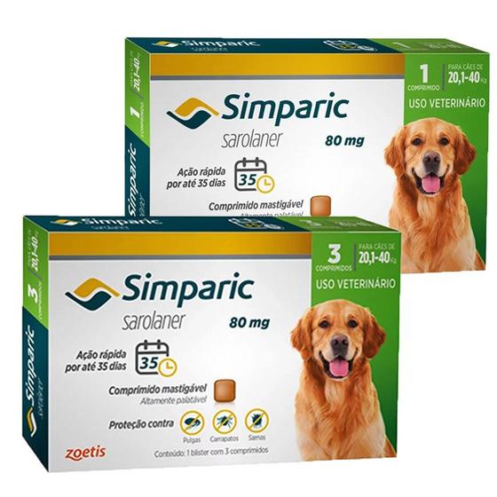 Imagem de Simparic Antipulgas Cães 20,1 A 40kg C/4 Comprimidos