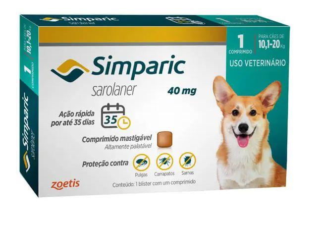 Simparic Antipulgas Carrapatos e Sarnas 10.1 a 20 kg 1 comprimido é boa?