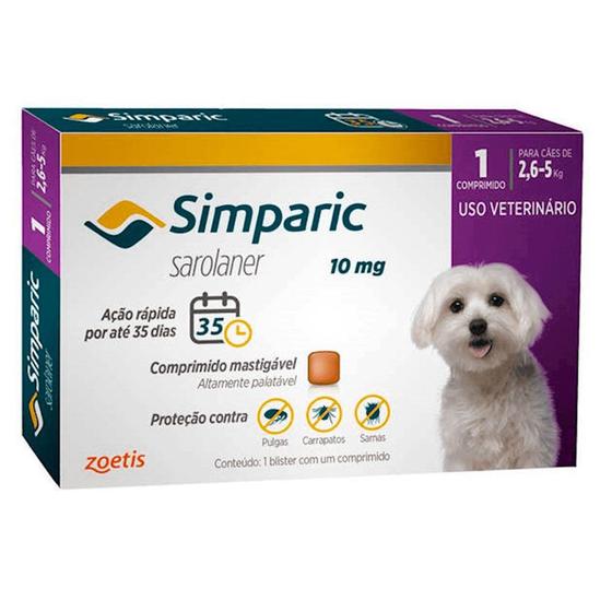 Imagem de Simparic Antipulgas E Carrapatos Cães 2,6 A 5kg