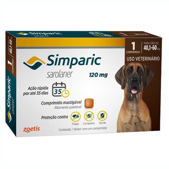 Simparic Antipulgas E Carrapatos Caes 40,1 A 60kg Menor preço em Simparic Antipulgas E Carrapatos Caes 40,1 A 60kg