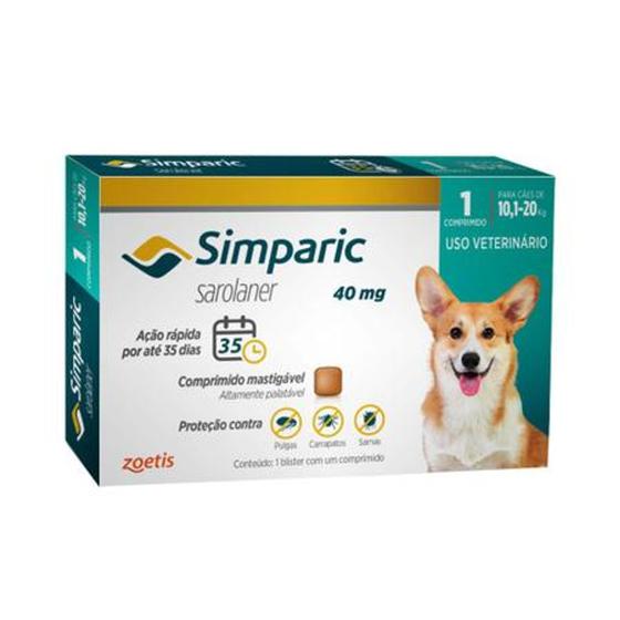 Imagem de Simparic original na caixa com 1 comprimido, anti pulgas, carrapatos e sarnas