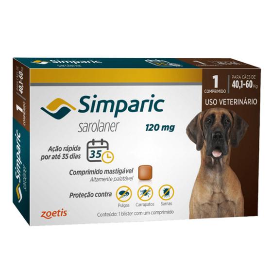 Imagem de Simparic original na caixa com 1 comprimido, anti pulgas, carrapatos e sarnas