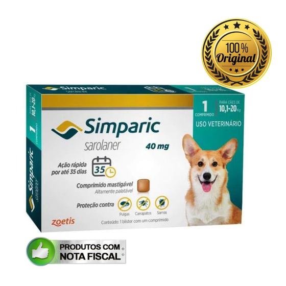 Simparic para Cães de 10,1 a 20 Kg (40 mg) - Antipulgas é boa?