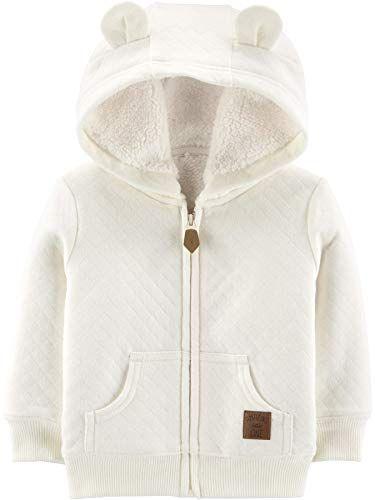 Imagem de Simple Joys by Carter's Unisex Babies' Hooded Sweater Jacket com forro Sherpa, Aveia, 0-3 Meses