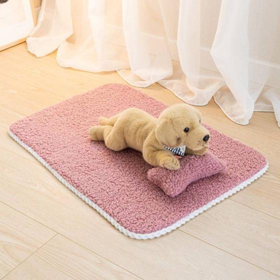 Imagem de Simples cor sólida Lamb Velvet Dog Pad, Outono e Inverno