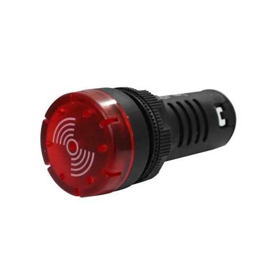 Imagem de Sinaleiro Sonoro E Iluminado 22Mm 12V Vermelho Modelo Bz