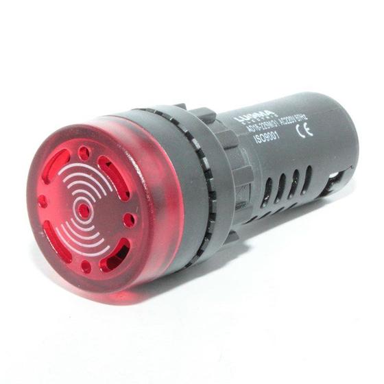Imagem de Sinalizador Sonoro LED 220VCA 22mm Vermelho Metaltex