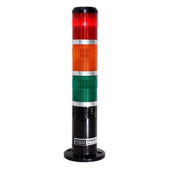 Imagem de Sinalizador Torre  24VCC Com Buzzer Vermelho, Laranja e Verde Metaltex