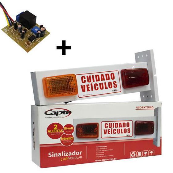 Imagem de Sinalizador veicular De Garagem Sonoro Veicular LED + Placa Temporizadora