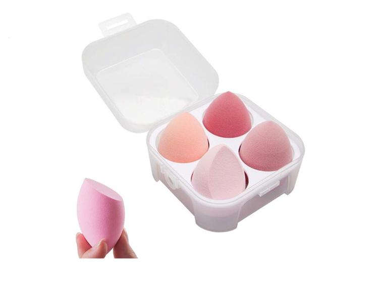 Imagem de SINEN 4 PCes secos e molhados usam Maquiagem Esponja Set Liquidificador Beauty Foundation Mistura Esponja para Líquido, Creme e Pó com Caixa de Massa de Mistura de Esponja de Ovo