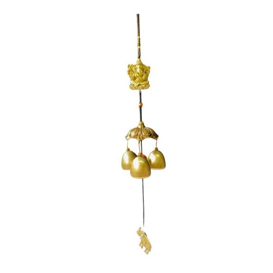 Imagem de Sino dos Ventos Ganesha Dourado 46cm Metal