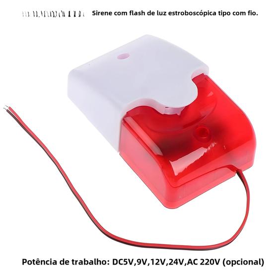 Imagem de Sirene de Alarme com Flash Estroboscópico LED - 120dB - Com Fio