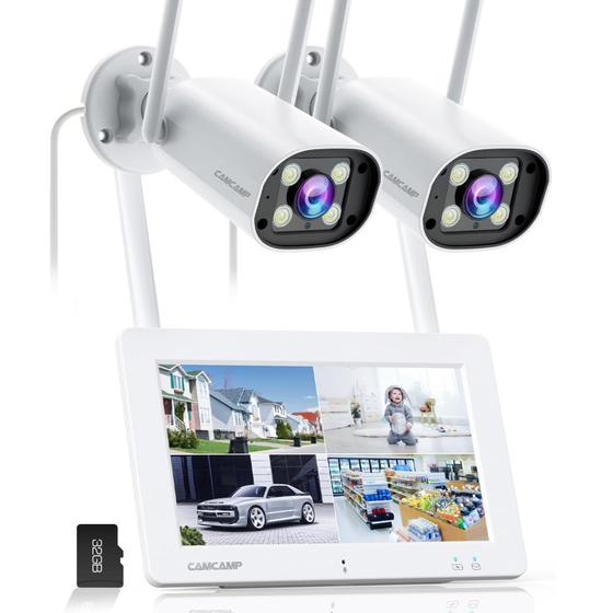 Imagem de Sistema de câmera de segurança Camcamp 2K com monitor de tela sensível ao toque de 7"
