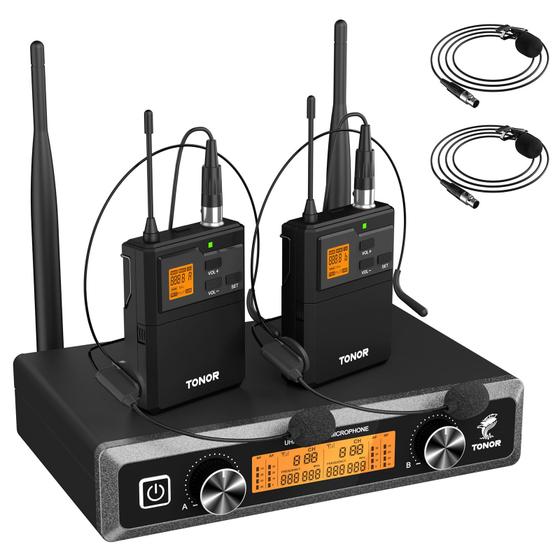 Imagem de Sistema de Microfone Sem Fio TONOR UHF - com Fone de Ouvido/Lapela