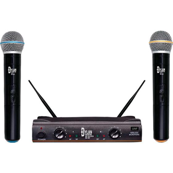 Imagem de Sistema De Microfones Sem Fio Dylan Uhf Dw-602 Max 2 Bastões