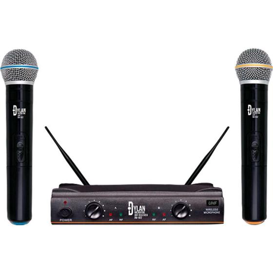 Sistema De Microfones Sem Fio Dylan Uhf Dw-602 Max 2 Bastões Imagem de Sistema De Microfones Sem Fio Dylan Uhf Dw-602 Max 2 Bastões