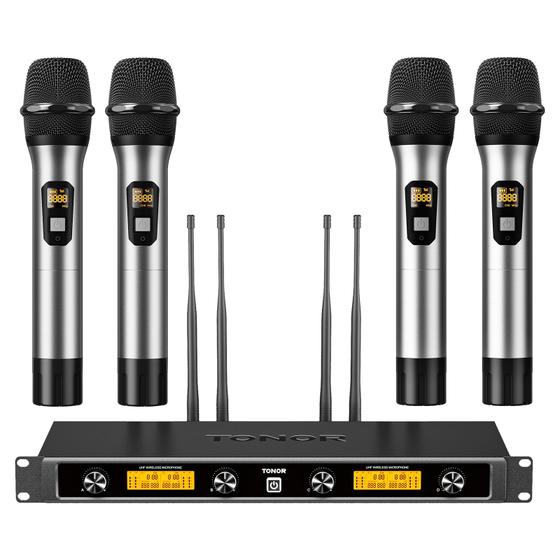 Imagem de Sistema de Microfones Sem Fio TONOR 4x10 Canais - Alcance de 295FT UHF