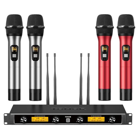 Imagem de Sistema de Microfones Sem Fio TONOR 4x10 Canais - Com 4 Microfones Inclusos