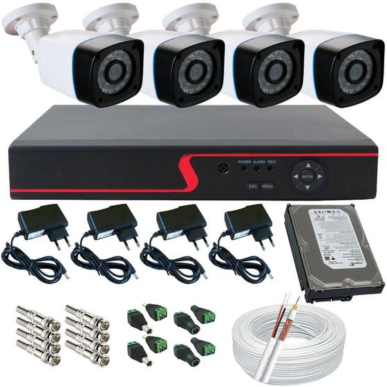 Imagem de Sistema de Monitoramento completo 4 Câmeras Digital 1.3 Mp DVR 4 Canais Acesso P2p Cloud