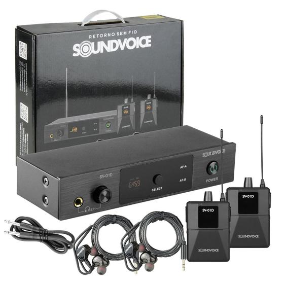 Imagem de Sistema De Retorno Monitor In-ear Duplo Uhf Sv01d Soundvoice