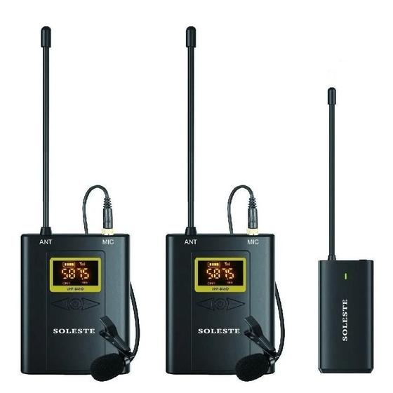 Imagem de Sistema Microfone Lapela Duplo Sem Fio Soleste Wm-02 Uhf