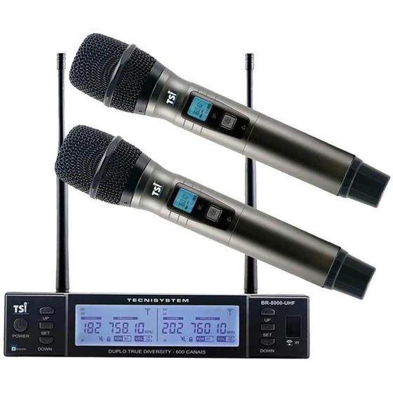 Imagem de Sistema Microfone Sem Fio 600 Canais Tsi Br-8000 Uhf - Tsi