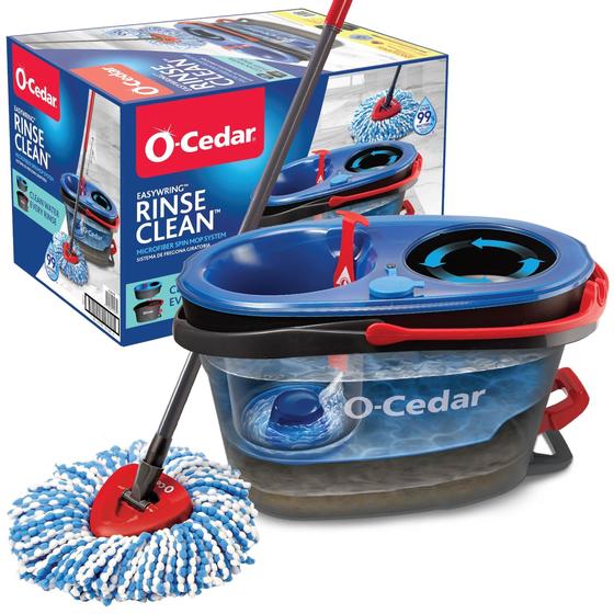 Imagem de Sistema Mop & Bucket O-Cedar RinseClean Spin remove 99% das bactérias