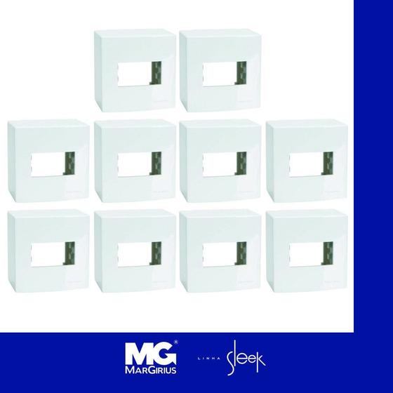 Imagem de Sistema-x Caixa Sobrepor 1 Modulo com Suporte Sleek Margirius Kit Com 10