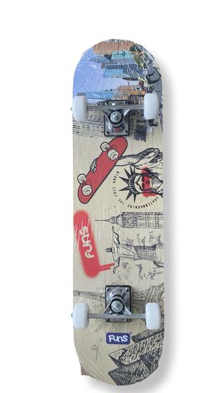 Imagem de Skate Adulto Infantil Lixa 78,5cm Kit Proteção Completo K
