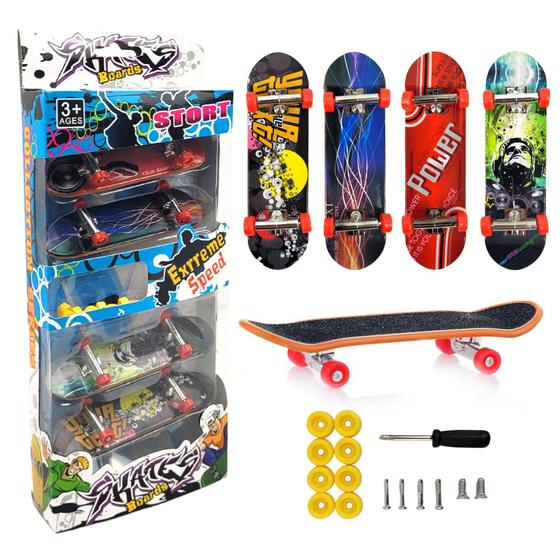 Imagem de Skate de Dedo Fingerboard Brinquedo Mini Kit 4 Presente