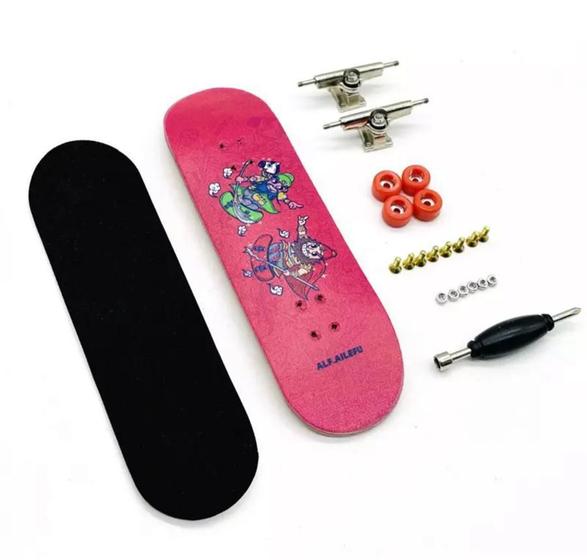 Imagem de Skate De Dedo Fingerboard Profissional Completo Pink Spell