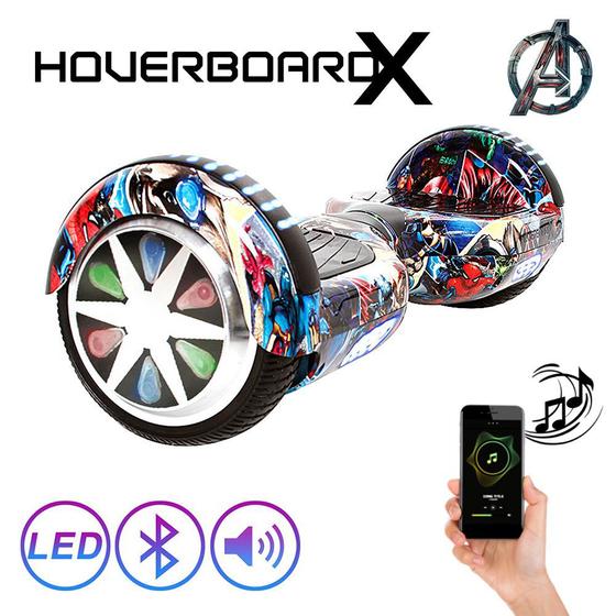 Imagem de Skate Eletrico 6,5" Vingadores HoverboardX com Led e Bolsa