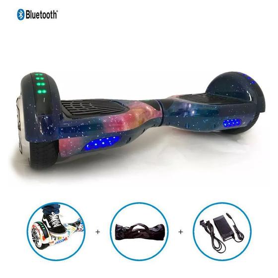 Skate Eletrico Hoverboard 6.5 PRO MOUNTAIN Universo Bluetooth e LEDs com Bolsa Bateria Original Hoverboard Magazine Luiza