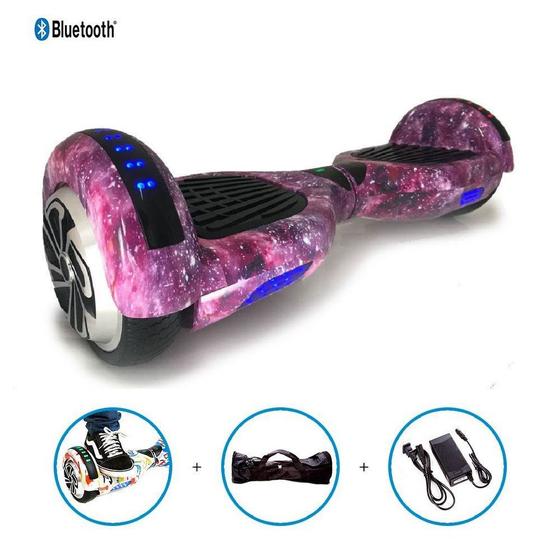 Imagem de Skate Elétrico Hoverboard 6.5" UNIVERSO LILÁS Bluetooth e LEDs com Bolsa - Bateria Original - Smart Balance