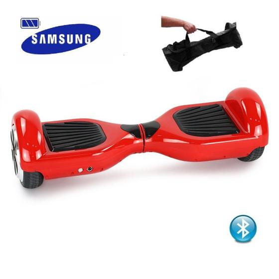 Imagem de Skate Elétrico Hoverboard 6.5" VERMELHO Bluetooth e LED com Bolsa - Bateria Samsung - Smart Balance